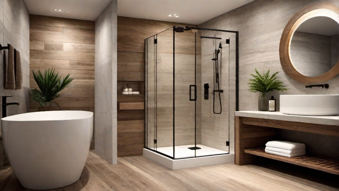 Rustic Charm: Wooden Elements in Corner Shower Designs