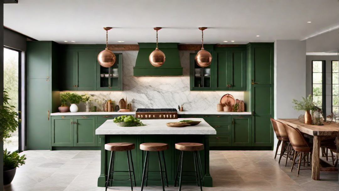 Rustic Revival: Moss Green Distressed Kitchen Cabinets