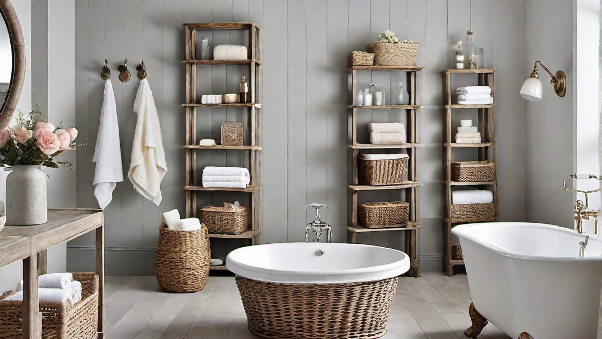 Shabby Chic Storage Solutions: Distressed Shelves and Baskets
