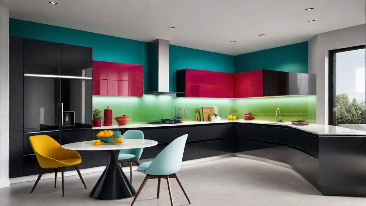 Sleek and Modern: Colorful Kitchen with Minimalist Design