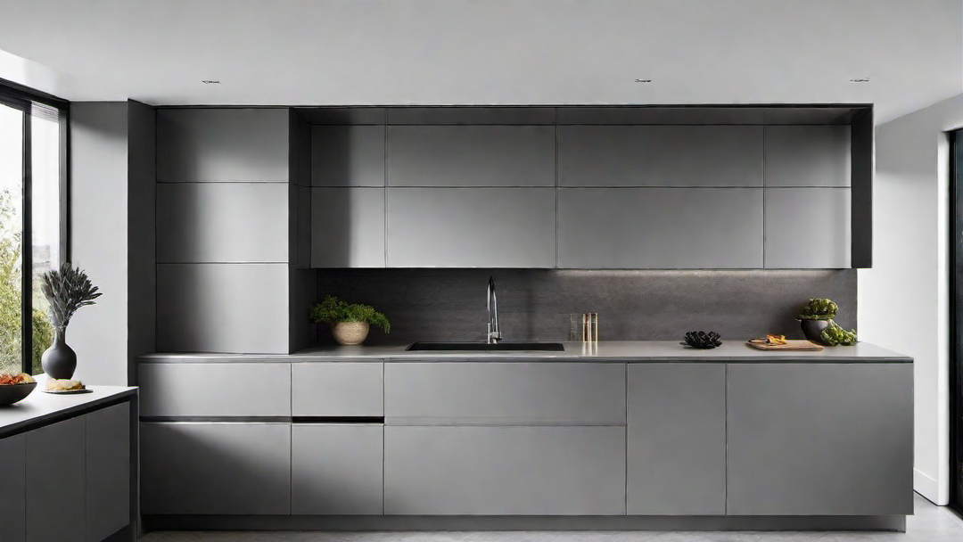 Sleek and Modern: Grey Kitchen with Stainless Steel Appliances