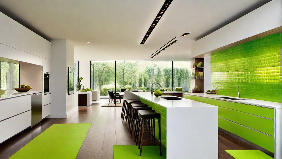 Sleek and Modern: Lime Green Kitchen Backsplash