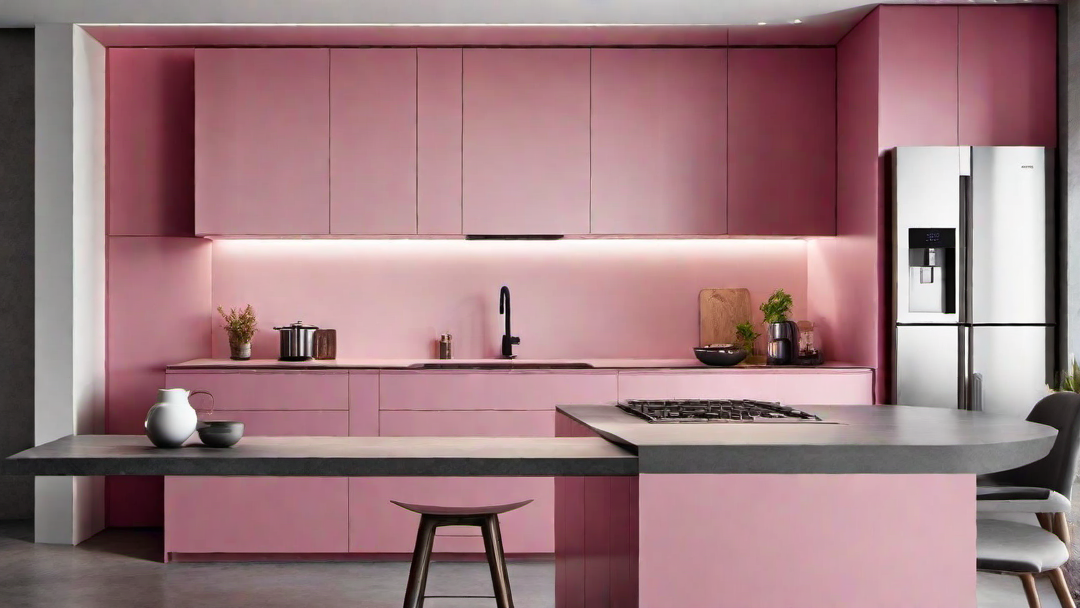 Sleek and Modern: Minimalist Pink Kitchen