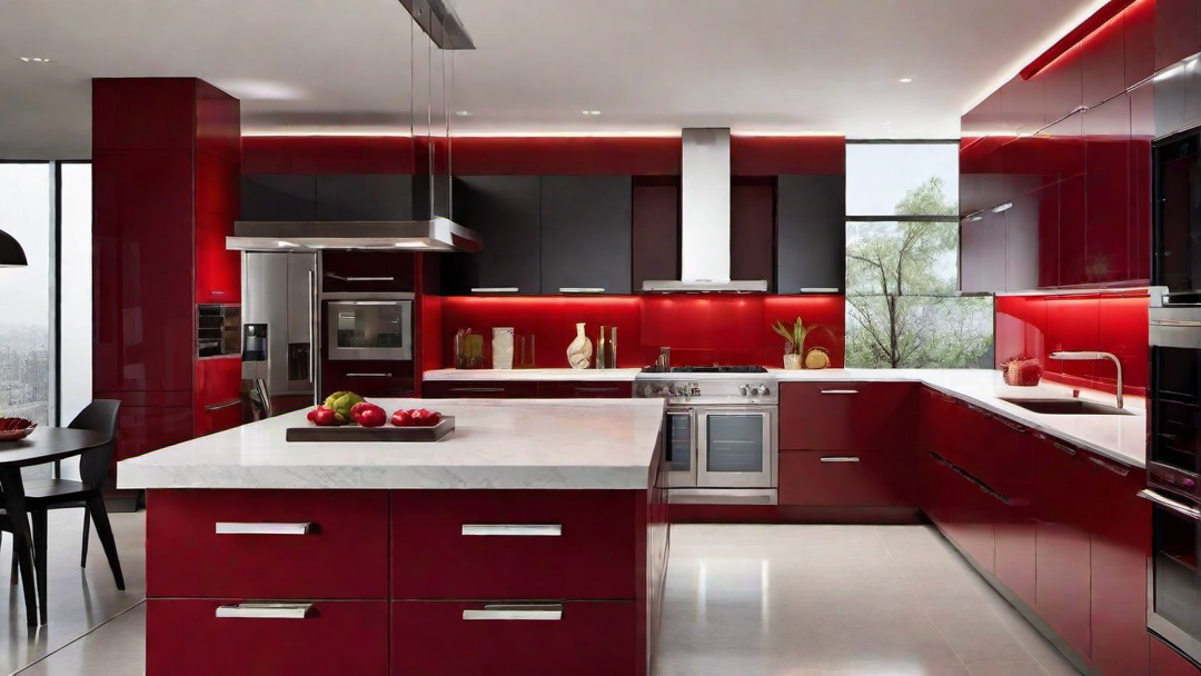 Sleek and Modern: Minimalist Red Kitchen