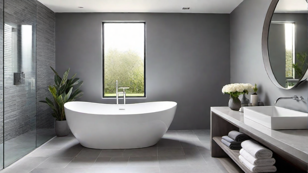 Spa-Inspired Retreat: Serene Greyscale Bathroom Ambiance