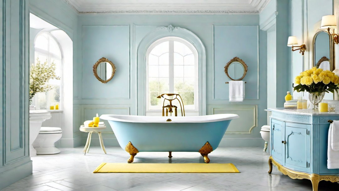 Timeless Beauty: Powder Blue and Soft Yellow Bathroom