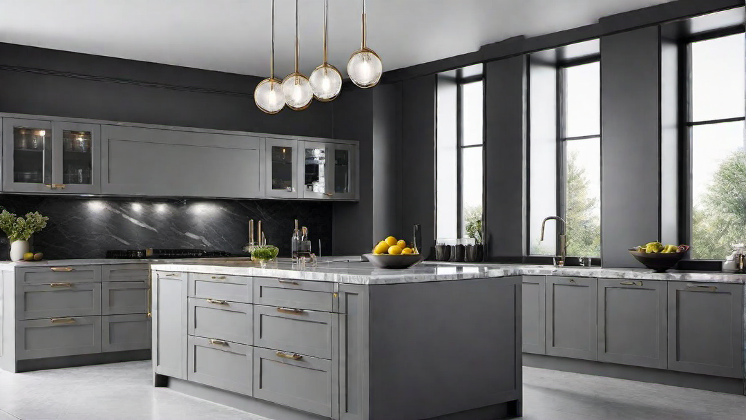 Timeless Sophistication: Classic Grey Kitchen with Marble Countertops