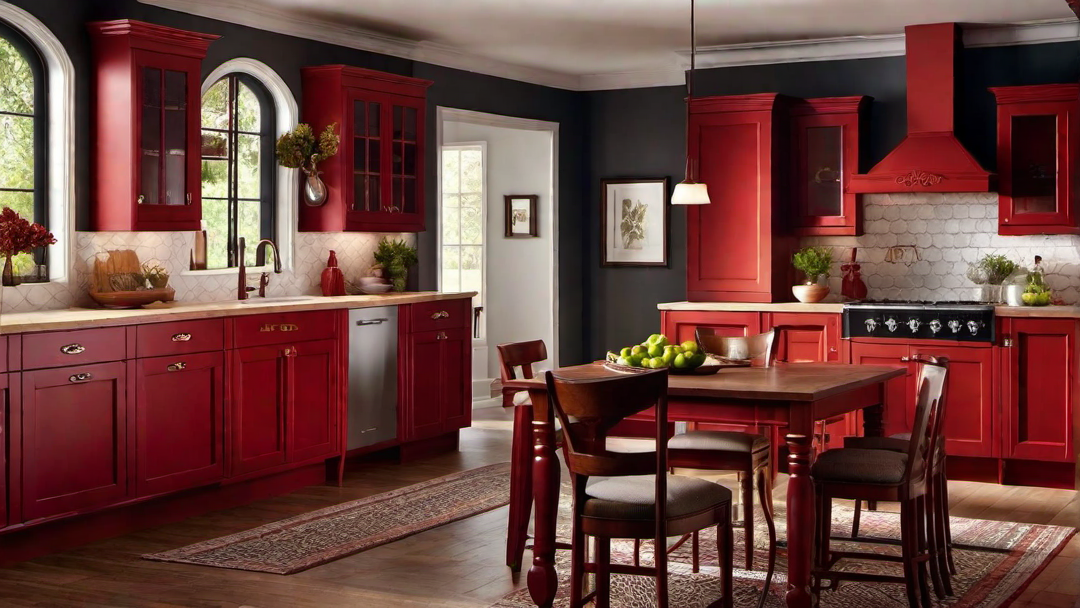 Traditional Warmth: Red Wood Cabinets and Countertops