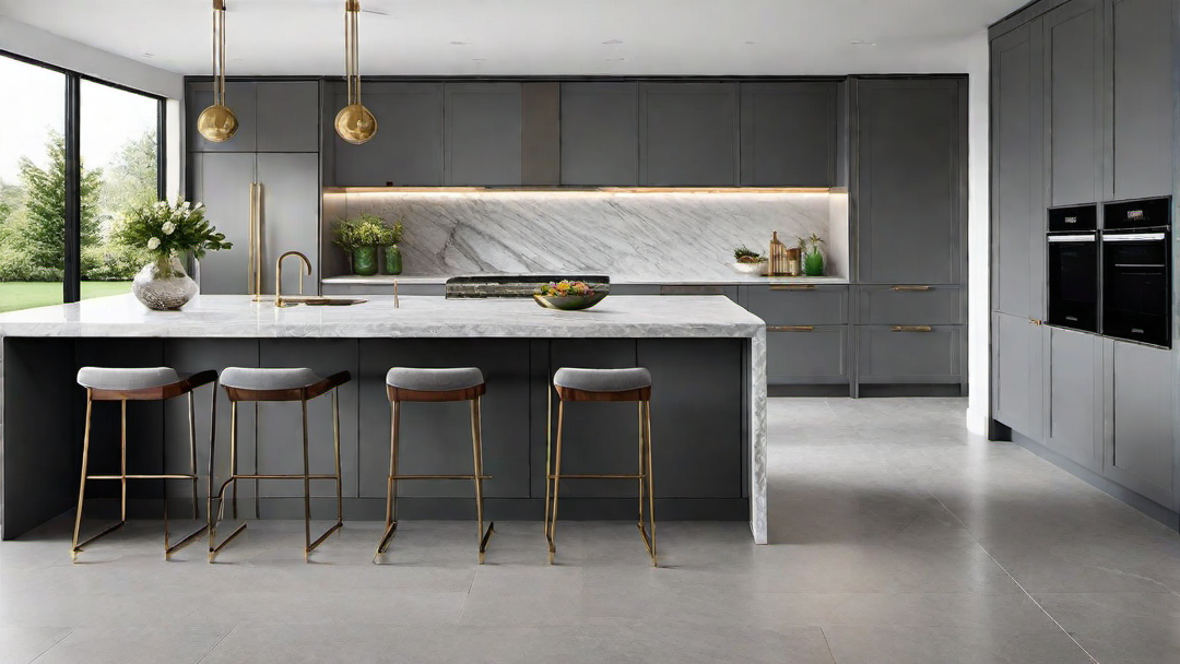 Transitional Style: Grey Kitchen with Blend of Traditional and Modern Elements