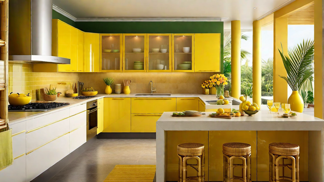 Tropical Paradise: Yellow Kitchen with Bamboo Accents