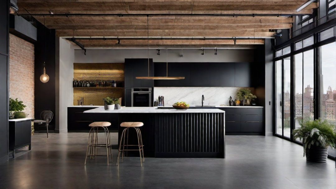 Urban Chic: Black Kitchen in a Loft Space