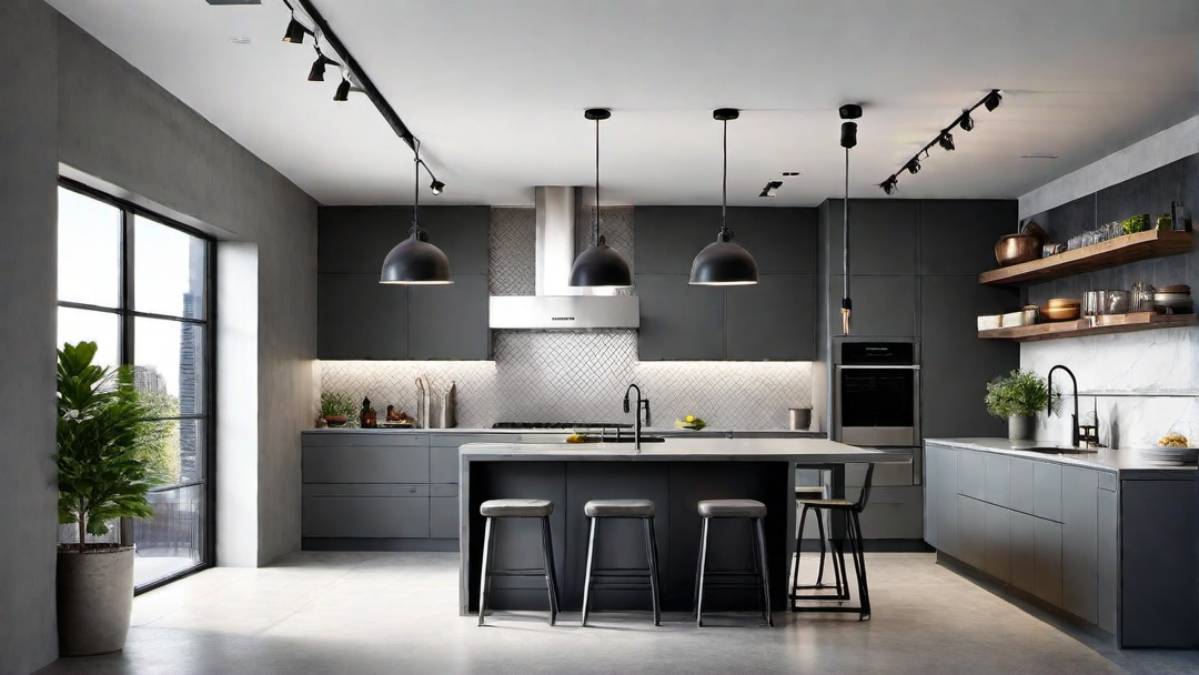 Urban Chic: Grey Kitchen with Concrete Countertops