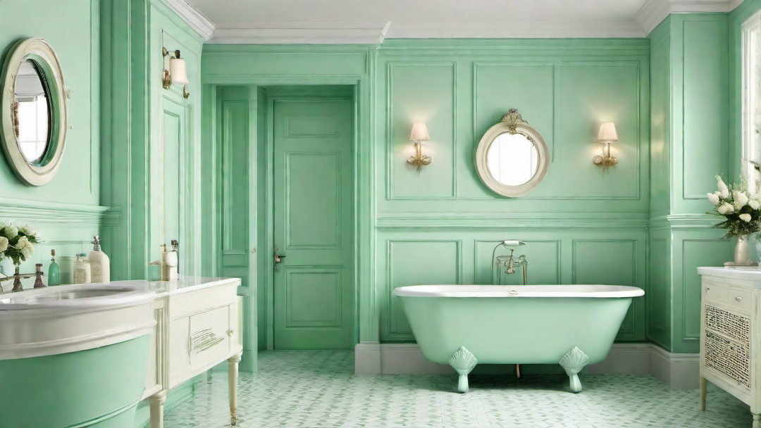 Vintage Charm: Mint Green and Cream Bathroom