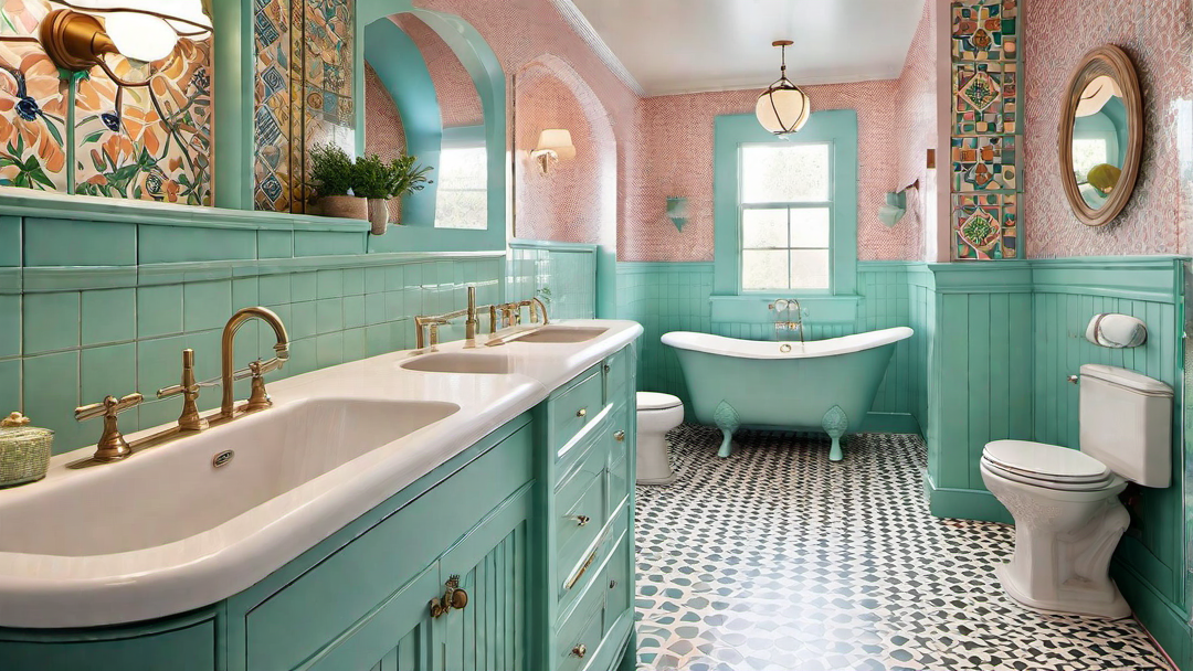 Vintage Charm: Retro Colorful Bathroom Decor