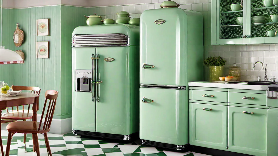 Vintage Charm: Sage Green Retro Kitchen Appliances