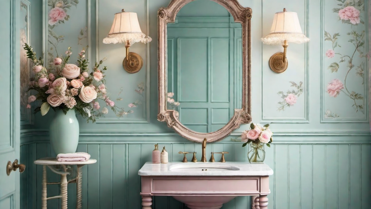 Vintage Elegance: Distressed Wood Accents in Shabby Chic Bathroom