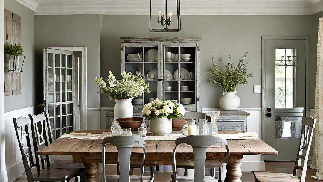 Vintage Farmhouse: Farmhouse Dining Room with Distressed Furniture
