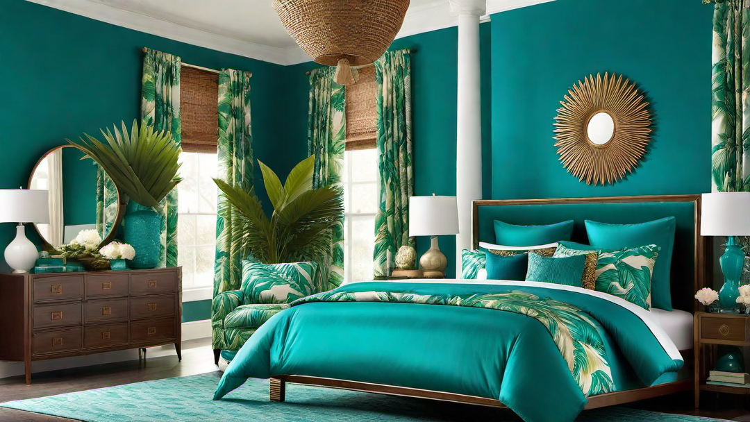 11. Tropical Teal: Infusing the Bedroom with Exotic Flair