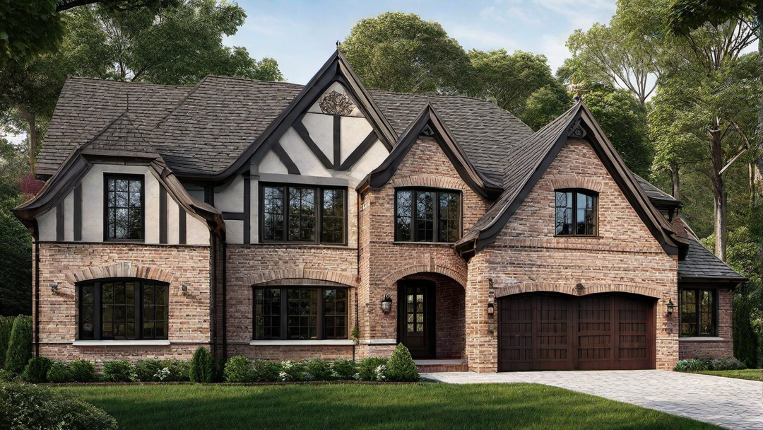 Architectural Intricacy: Tudor Style Home with Decorative Bricks