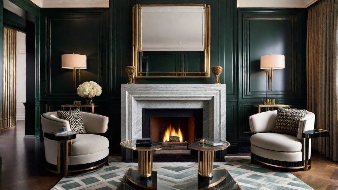 Art Deco Fireplace Styling: Elegant Mantels and Surrounds for Living Rooms