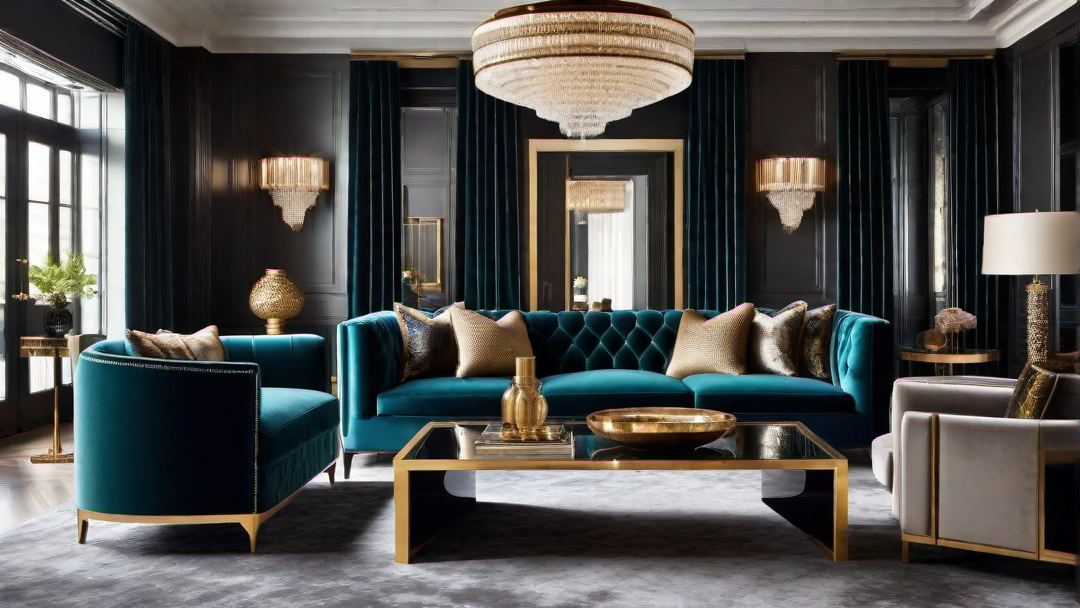 Art Deco Inspiration: Retro Glamour in a Gleaming Living Room