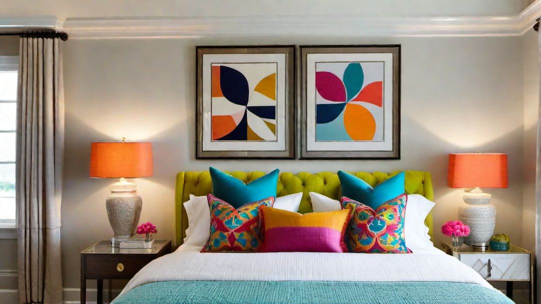 Artistic Expression: Creative Guest Room with Artwork and Colorful Accents