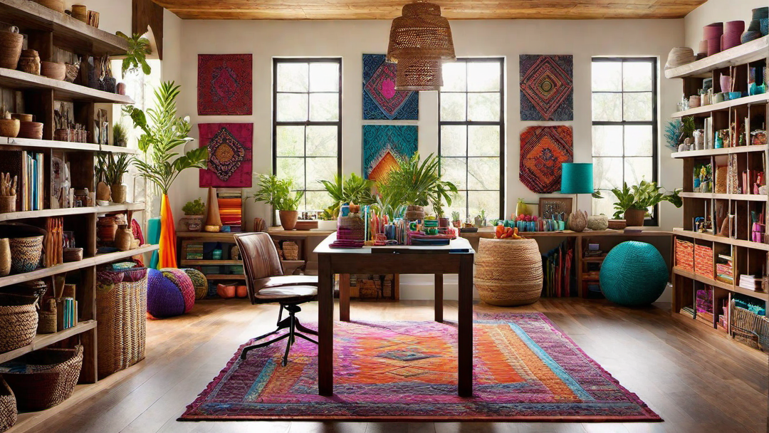 Artistic Oasis: Effulgent Craft Room with Bohemian Flair