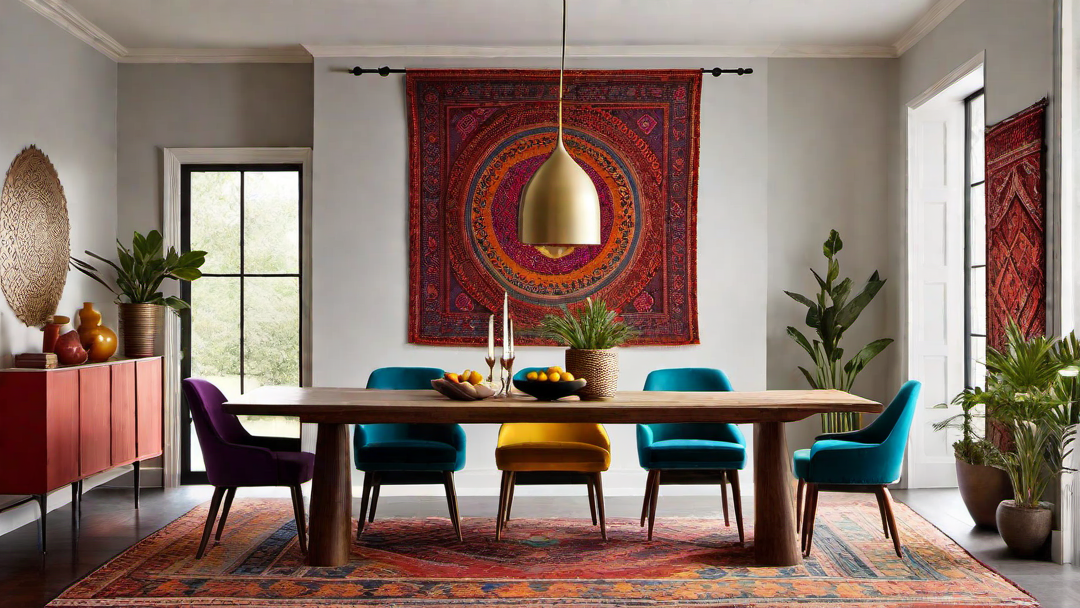 Bohemian Flair: Colorful Decor and Textiles in Dining Space