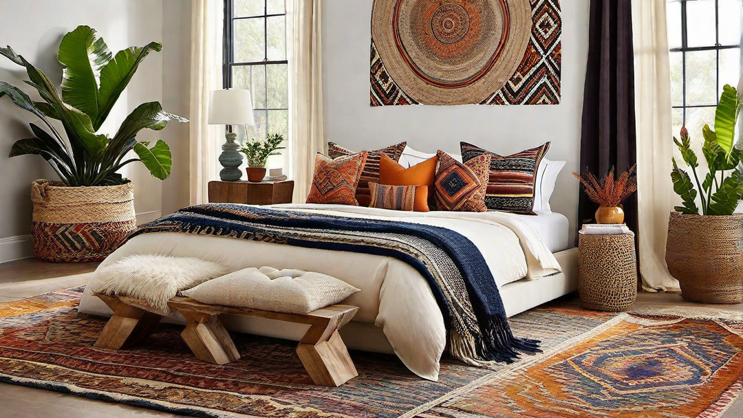 Bohemian Retreat: Eclectic Guest Room with Vibrant Patterns