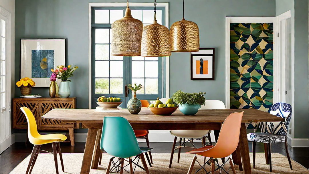 Bohemian Style: Luminous Dining Area with Eclectic Decor