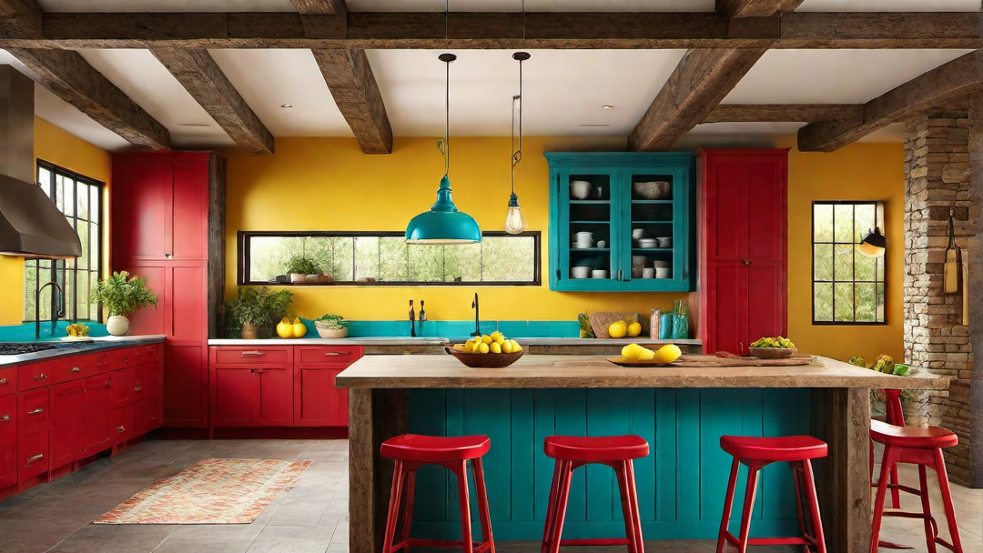 Bold Accents: Colorful Touches in Ranch Kitchen