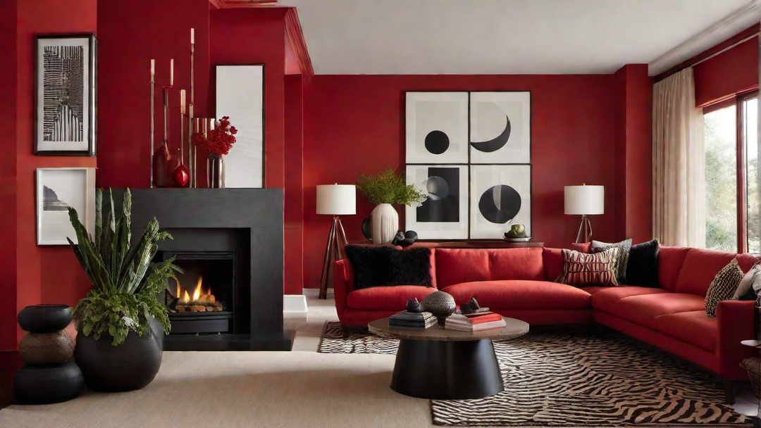 Bold Red Statement Wall: Infusing Passion into the Great Room