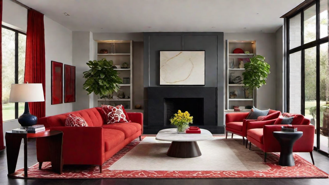 Bold Statement: Vibrant Red Accents in a Bright Living Room