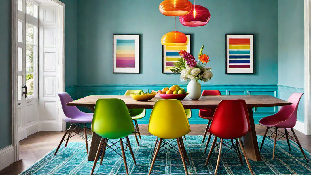 Bold and Bright: Vibrant Rainbow Dining Room