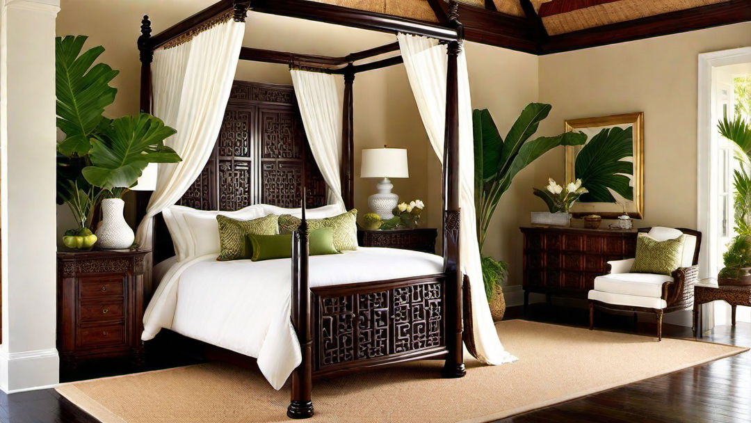 British Colonial Flair: Tropical Bedroom Retreat