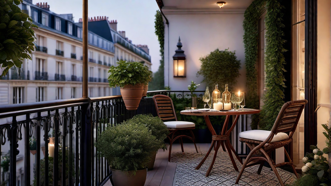 Charming Bistro Vibes: Parisian-inspired Balcony Decor