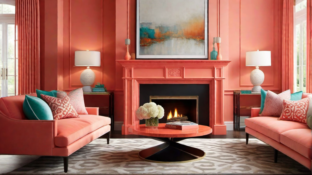Cheerful Coral: Radiating Warmth and Happiness from the Fireplace