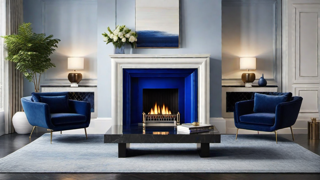 Chic Sophistication: Vibrant Indigo Fireplace for a Stylish Statement