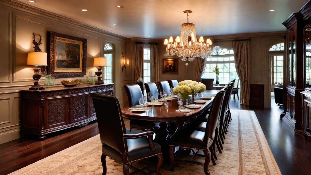 Colonial Comfort: Cozy Seating and Warm Lighting in Dining Areas