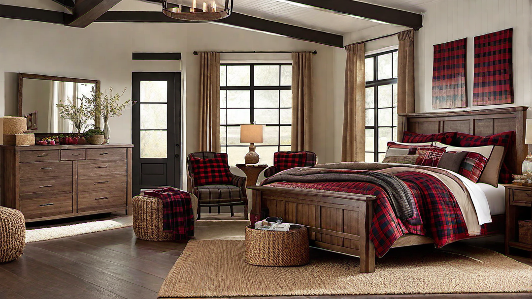 Country Comfort: Cozy Bedding and Plaid Accents
