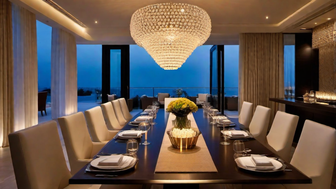 Cozy Ambiance: Warm Lighting in a Luminous Dining Area