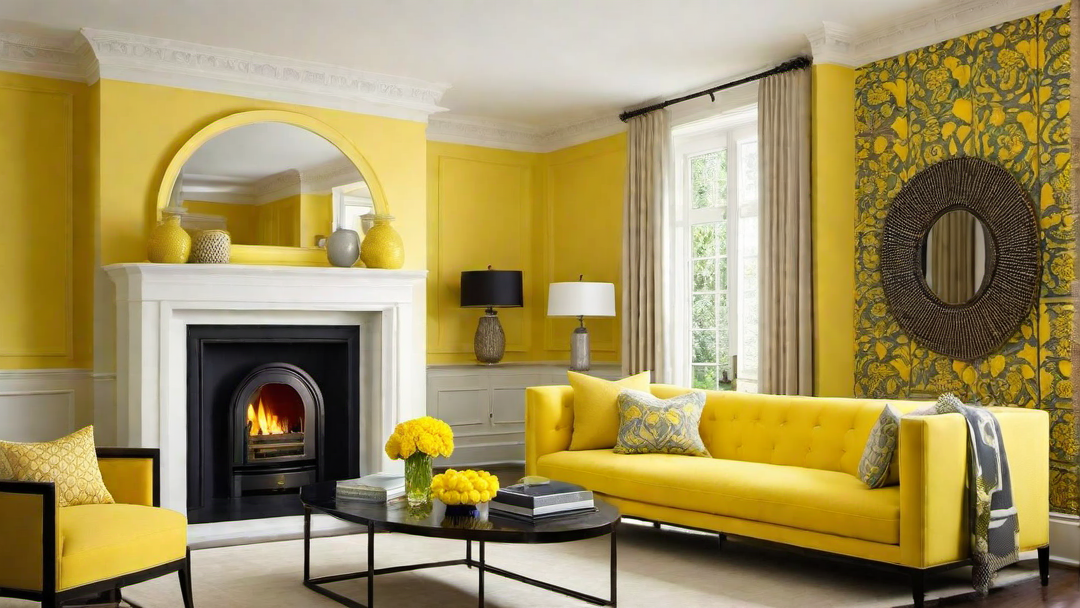 Cozy Elegance: Vibrant Yellow Fireplace to Illuminate the Room
