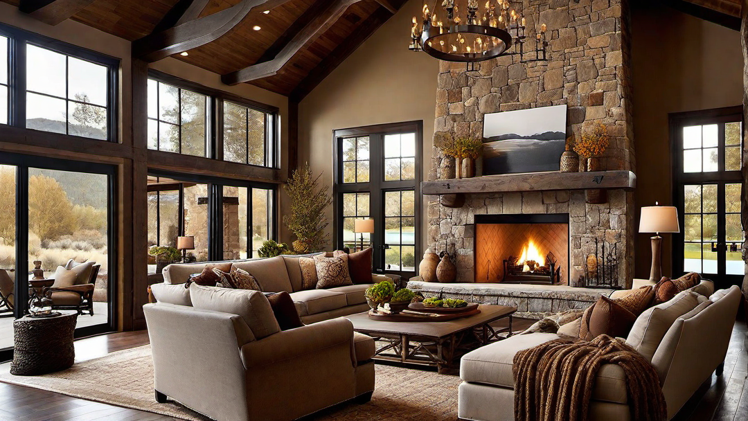 Cozy Gathering Spaces: Rustic Chic Living Rooms in Ranch Homes