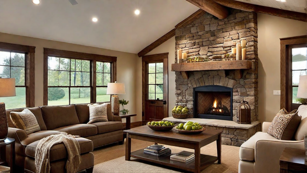 Cozy Gathering Spot: Open Hearth Fireplace in Ranch Style Home