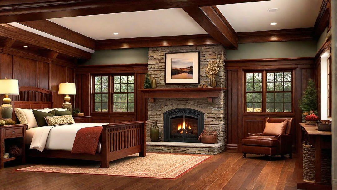 Cozy and Inviting: Craftsman Style Bedroom with Fireplace