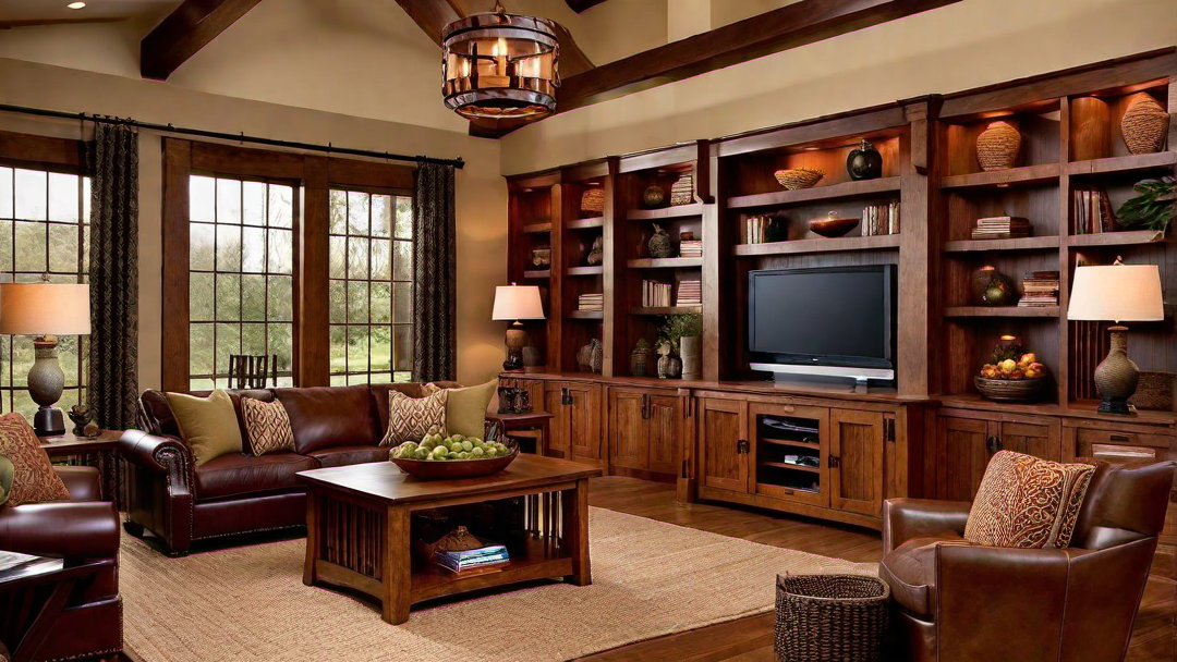 Craftsman Style Great Room: Showcasing Handcrafted Decor