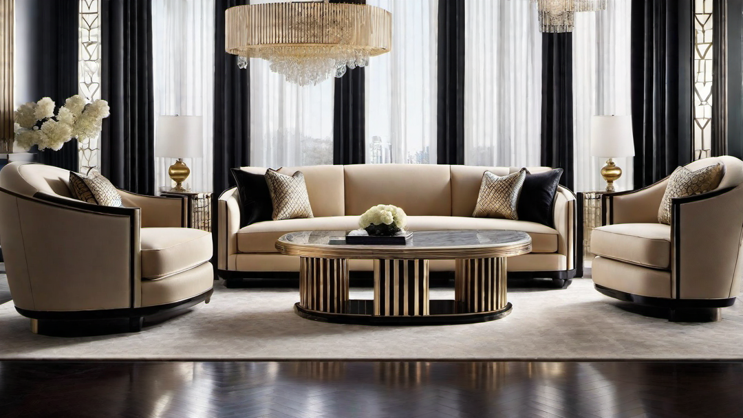 Curvaceous Forms: Art Deco Living Room Furniture with Elegant Lines
