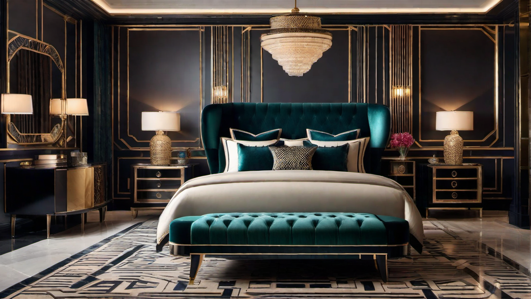 Customized Comfort: Art Deco Bedroom Design with Bespoke Furnishings