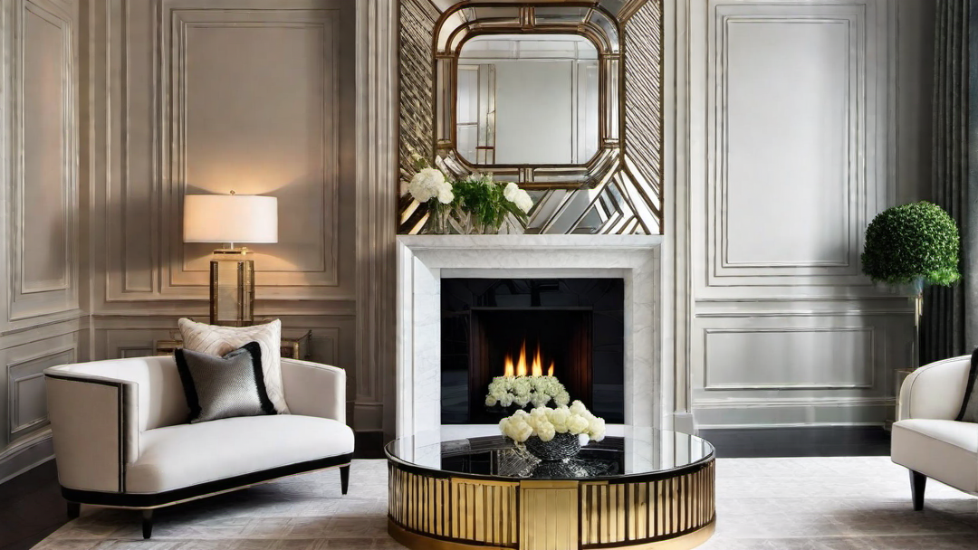 Dazzling Centerpiece: Art Deco Fireplace with Mirror Accents