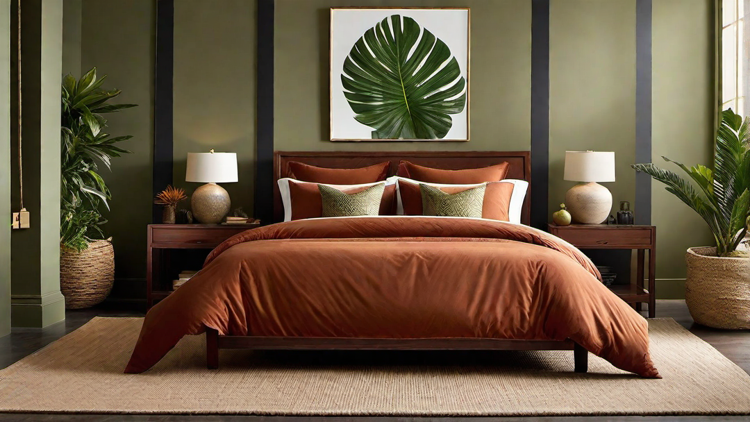Earthy Elegance: Vibrant Bed Room with Earthy Tones